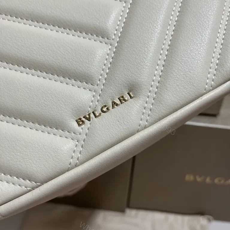 View 5 of Crisp White Leather Bag with Serpenti Clasp â€” BVLGARI Style