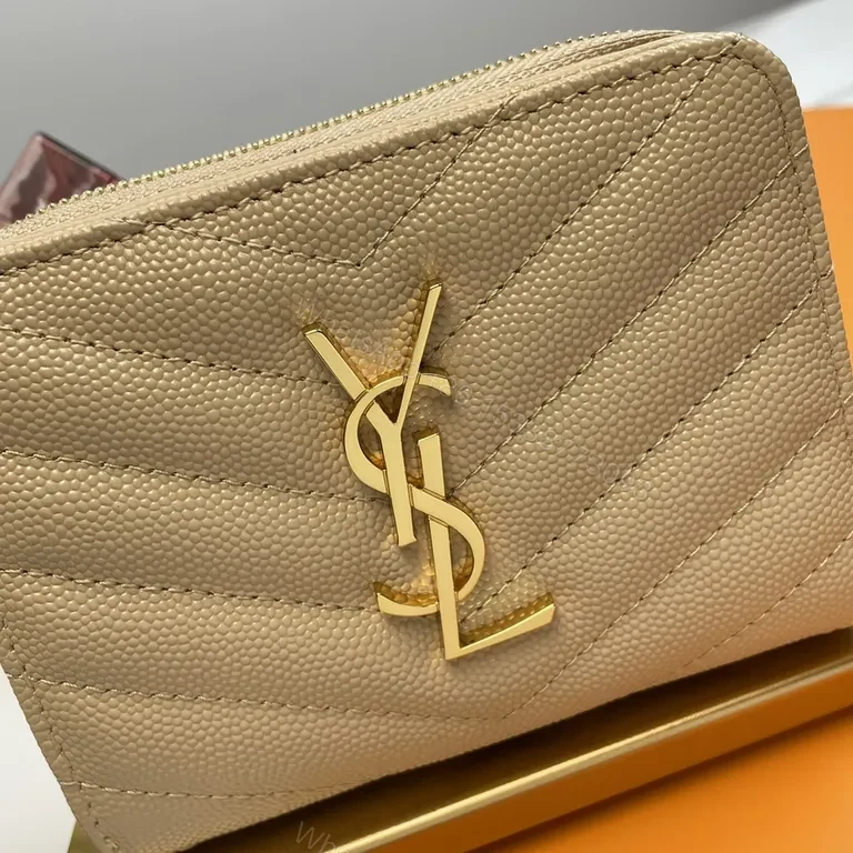View 3 of Chic Quilted Wallet on a Chain with Gold Hardware