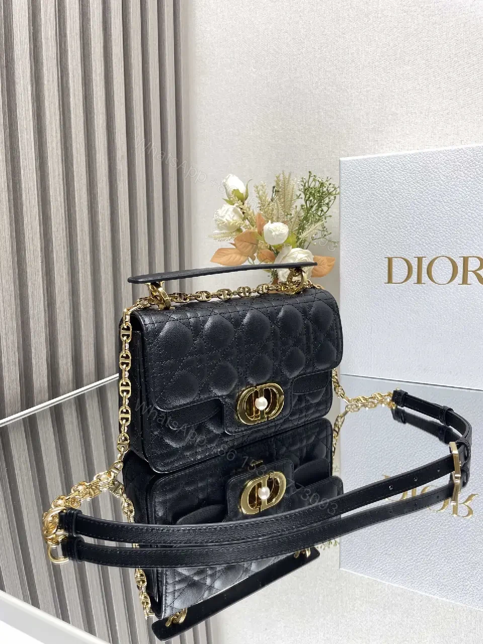 View 10 of Quilted Black Crossbody with Gold Chain: Modern Luxury Bag