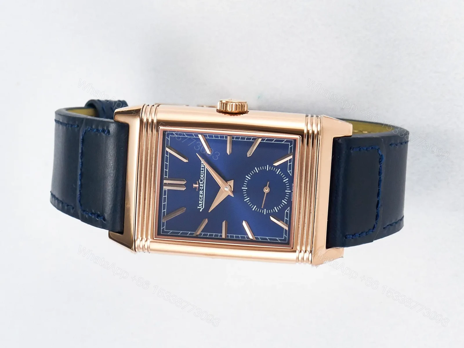 View 5 of Reverso Tribute Duoface Small Seconds RG MGF Best Edition Blue Dial on Blue Leather Strap A854A