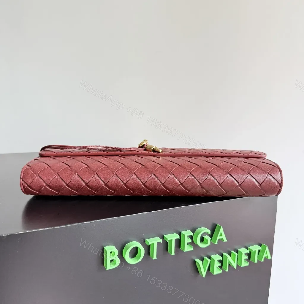 View 7 of Velvet Clutch: Woven Leather, Gold Twist Lock Evening Bag