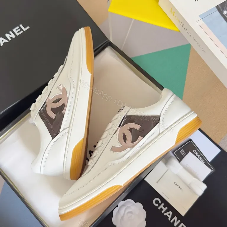 View 6 of White Leather Luxury Sneakers: Chanel-Inspired, All-Day Comfort