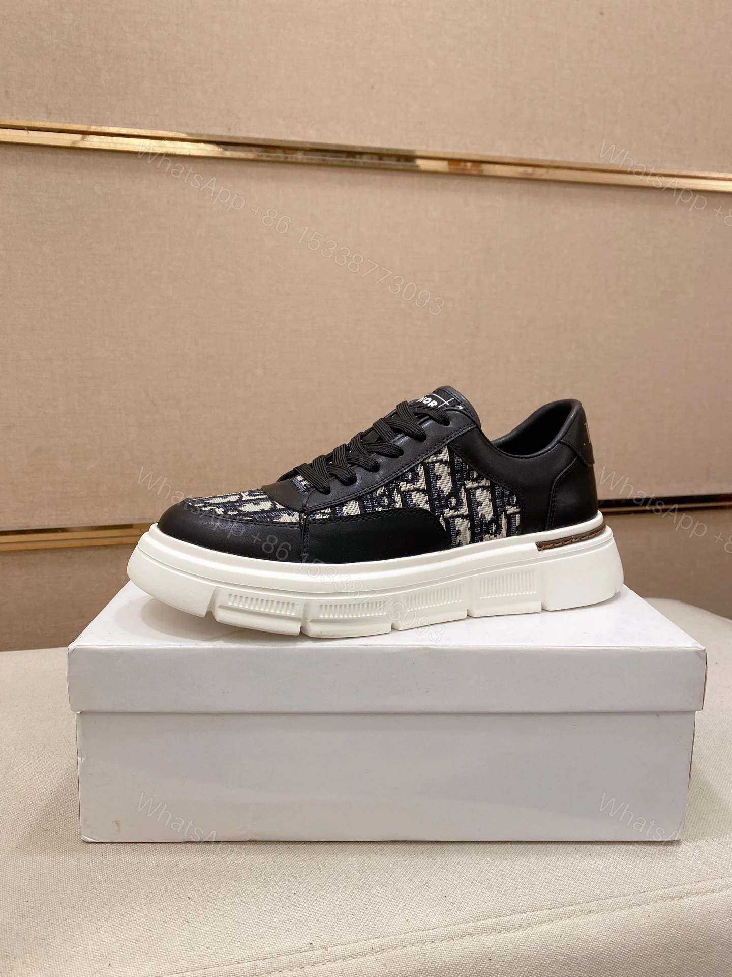 Dior 高仿黑白拼接老花厚底運動鞋 時尚百搭休閒款 — view 1