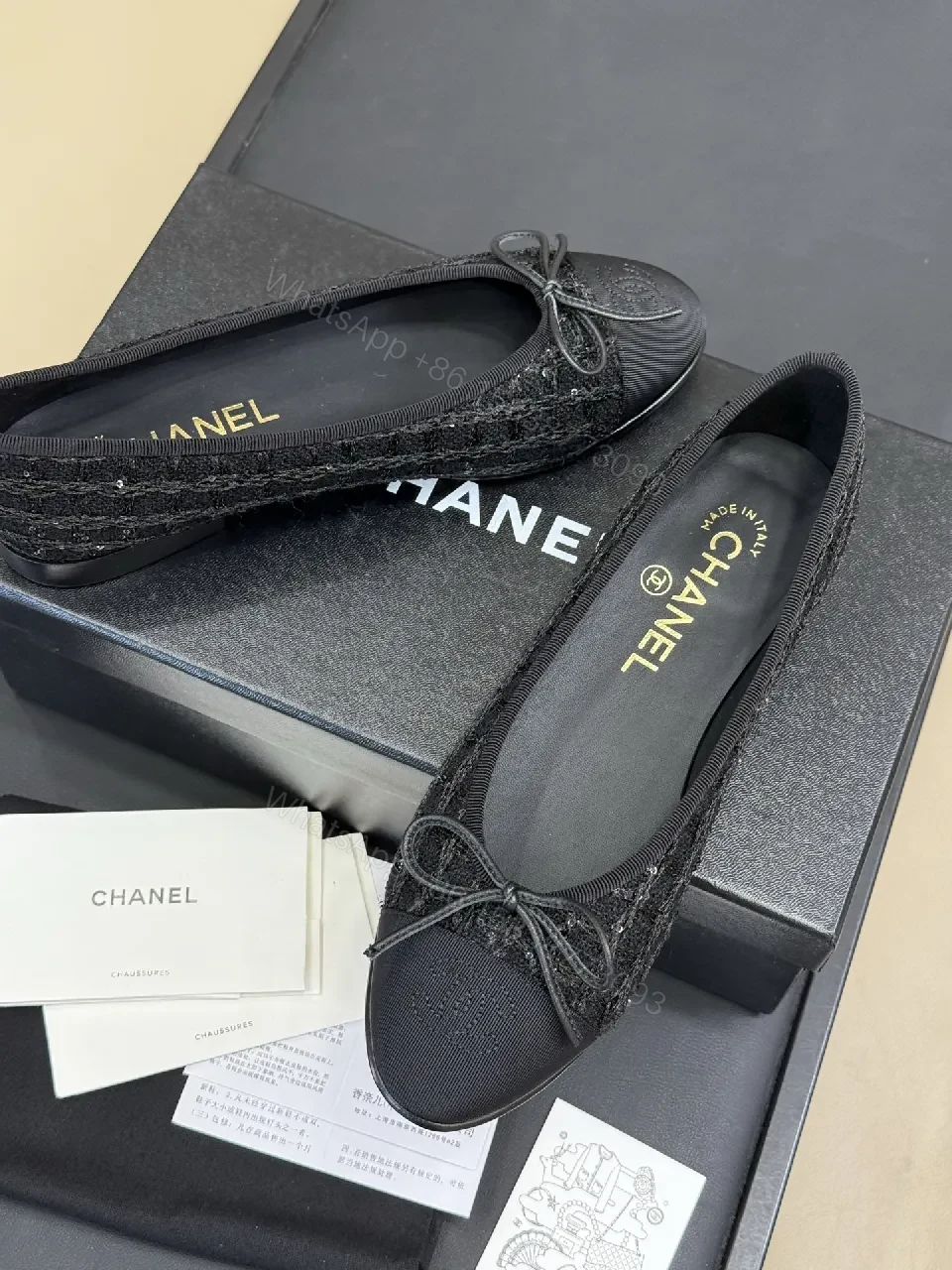 View 9 of Matte Black Textured Ballet Flats with Cushioned Comfort