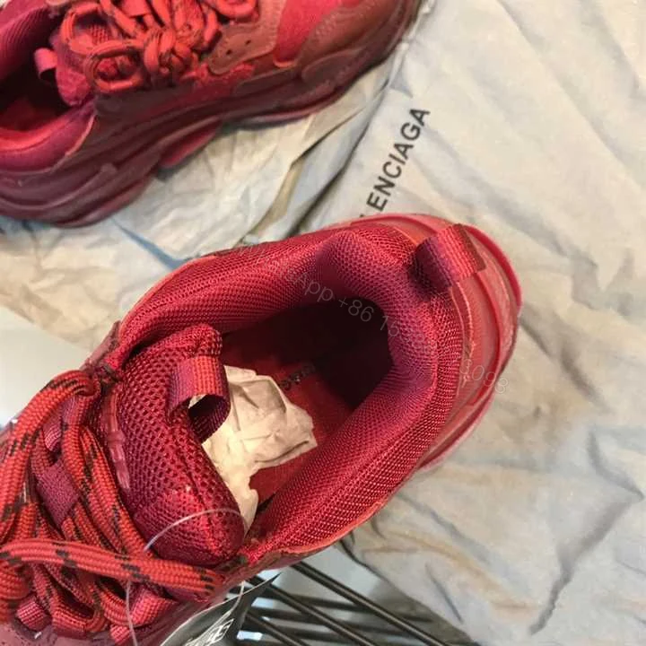 View 7 of BALENCIAGA TRIPLE S CLEAR SOLE SNEAKER IN RED – BB171
