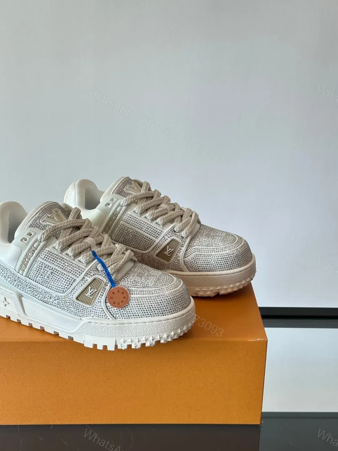 View 5 of LV Men White Mesh And Leather Sneakers