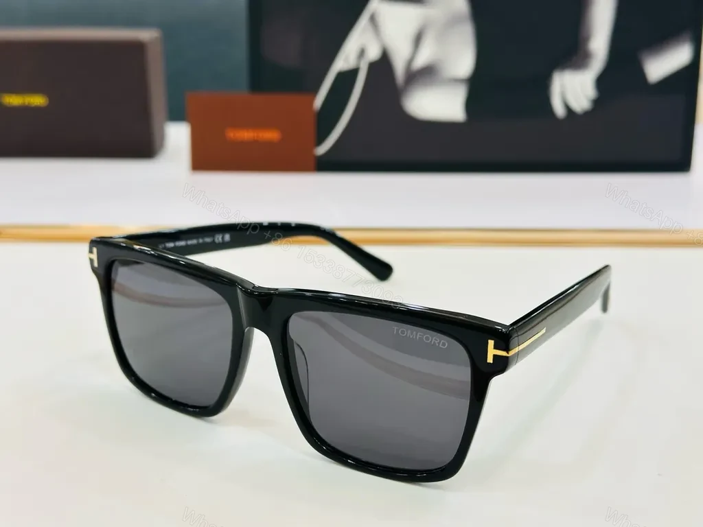 Bold Black Sunglasses with Gold Accents - Luxury Tom Ford-Inspired Eyewear — view 1