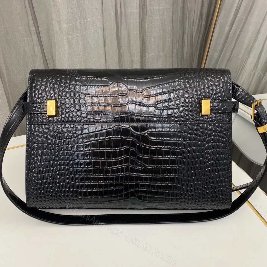 View 5 of Saint Laurent Manhattan Crocodile-Embossed Shoulder Bag