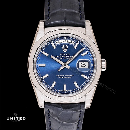 View 9 of Rolex Day-Date 118139-0004 V5 Stainless Steel Blue Dial Replica