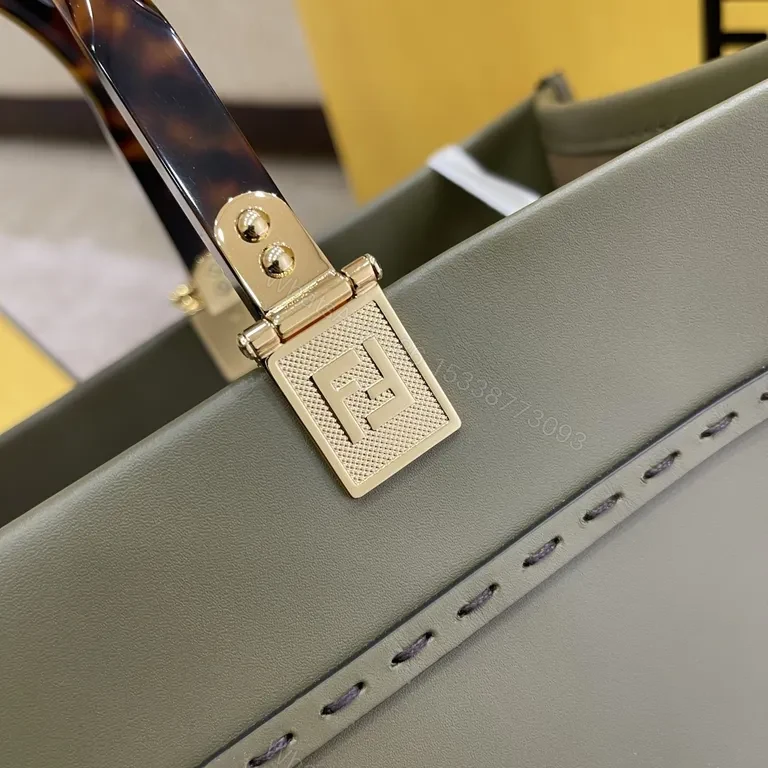 View 5 of Bold Leather Tote â€” Fendi Flair, Structured Luxury Tote