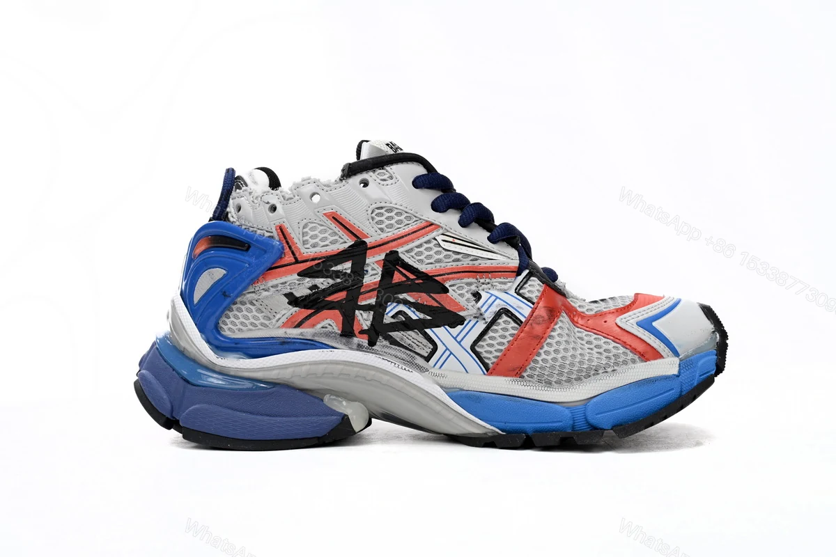 View 5 of Balenciaga Runner White And Blue Printing 677402 W3RB6 1264
