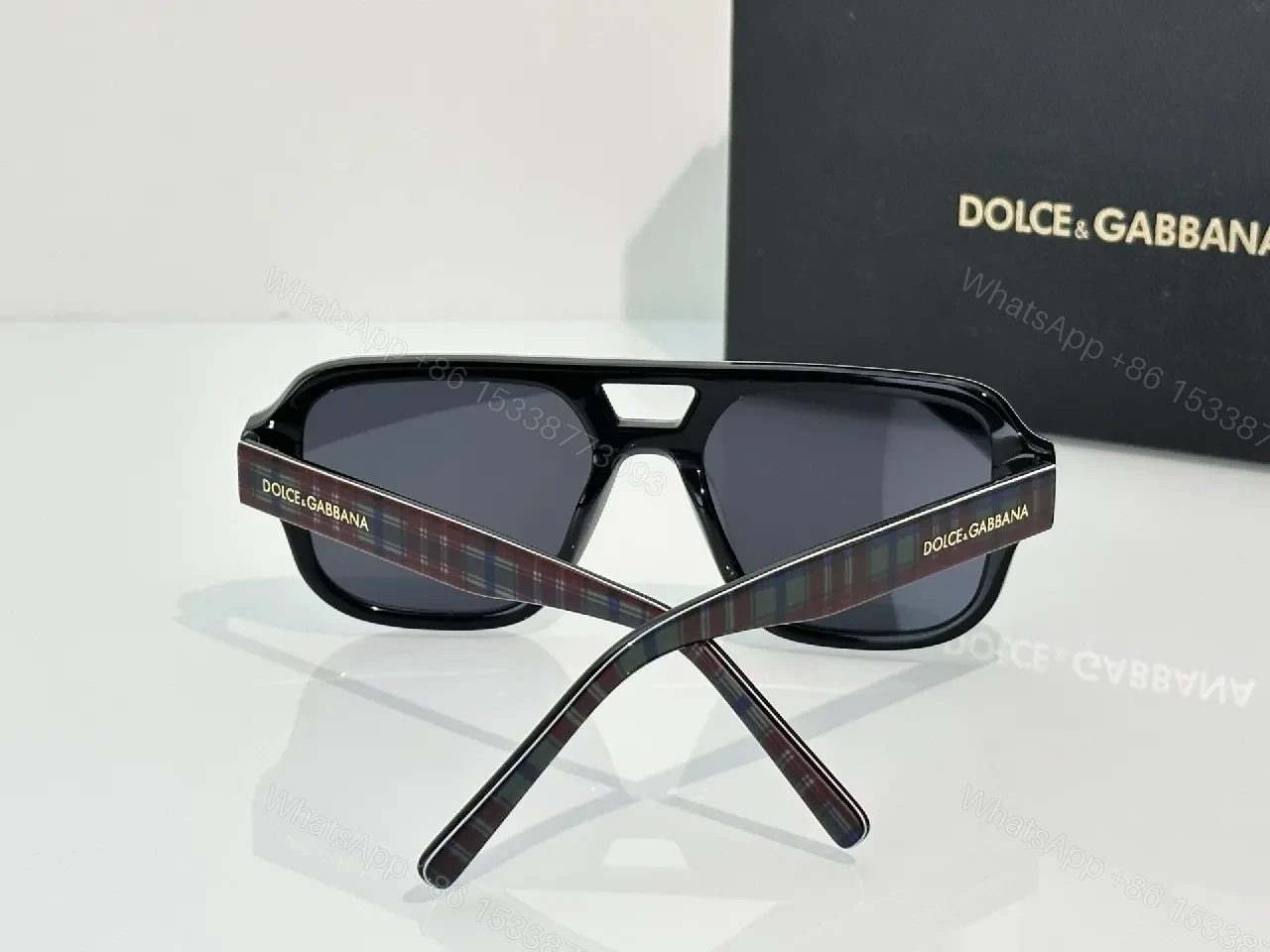 View 6 of Bold Plaid Frames Sunglasses: Designer-Style, UV Protection