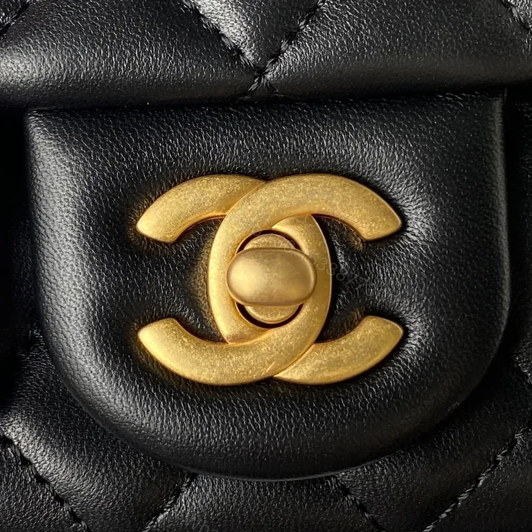 View 3 of Black Calf Leather Quilted Crossbody with Gold Chain - Luxe, Adjustable, Everyday Chic