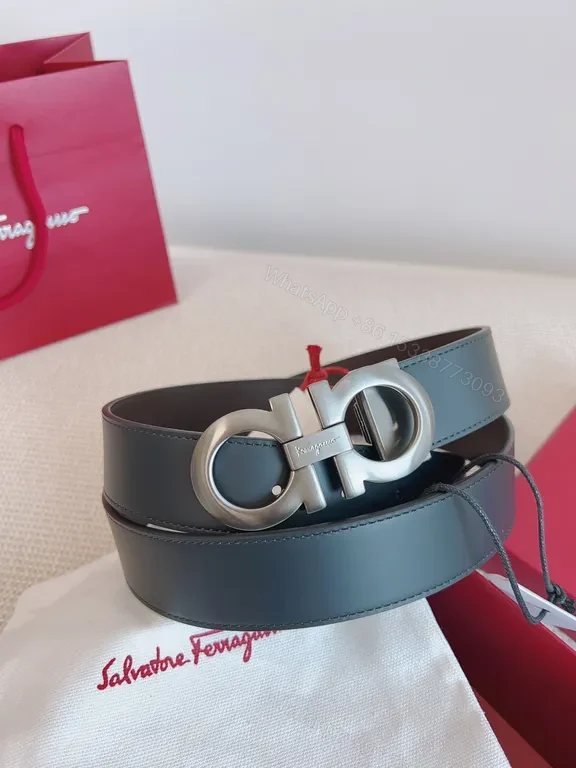 View 4 of Structured Leather Belt with Signature Ferragamo Hardware