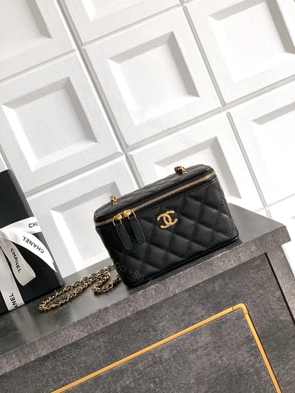View 7 of Quilted Leather Mini Bag: Gold Hardware, Crossbody Style