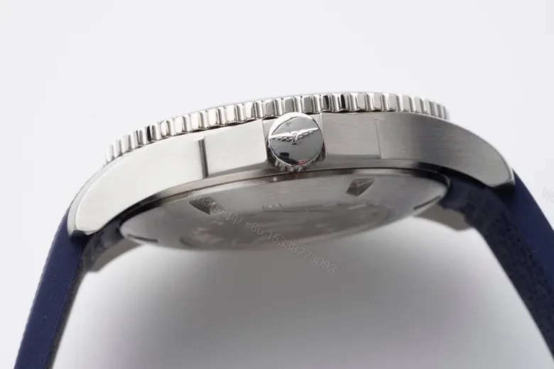 View 5 of Longines Conquest Blue Dial Stainless Steel Automatic Watch with Blue Rubber Strap