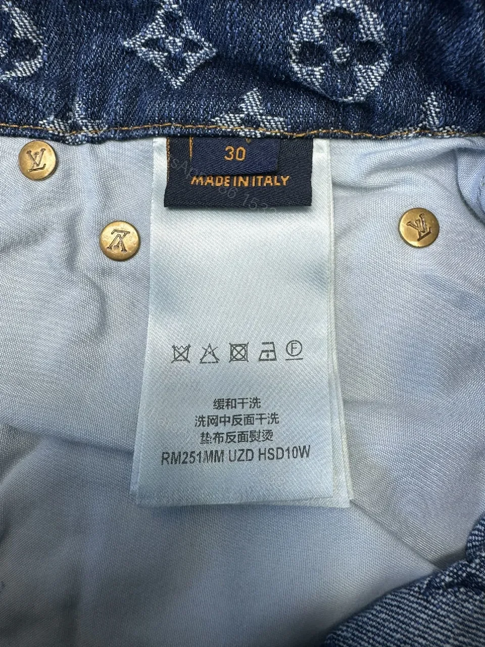 View 2 of Denim Monogram Wide-Leg Jeans — Signature Pattern, Luxe Casual