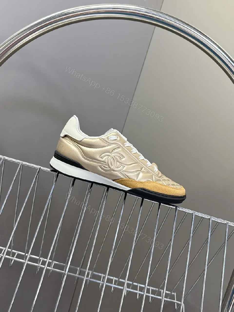 View 6 of Metallic Quilted High-Top Sneakers with Luxe Comfort