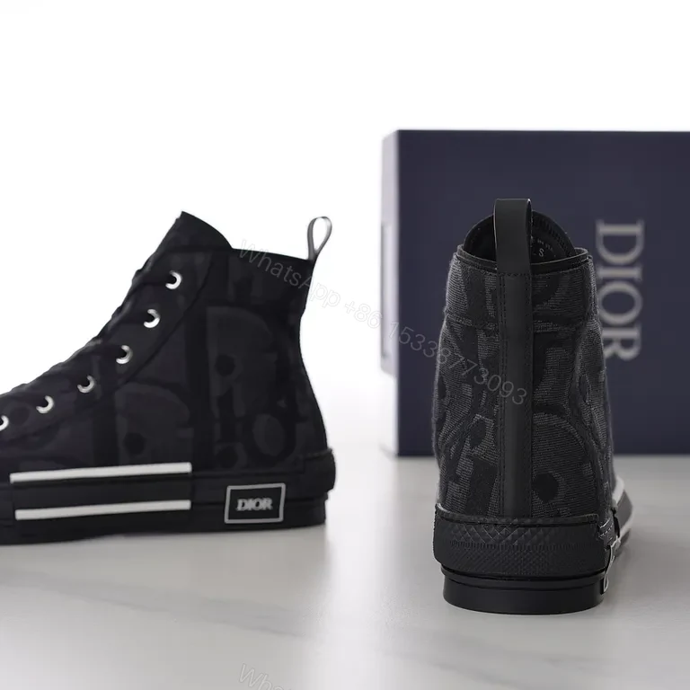 View 4 of Black Monogram Dior High-Top Sneakers with Luxe Street Style