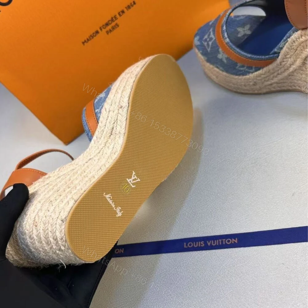 View 7 of Louis Vuitton Helios Wedge Sandal Blue 1ACIZV