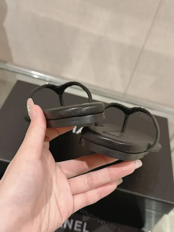 View 2 of Minimalist Black Chanel-Inspired Flip-Flops: Luxe Comfort Sandals