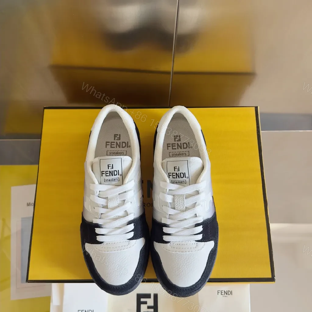 View 5 of Bold Black-White Leather Trainers with Luxury Accents
