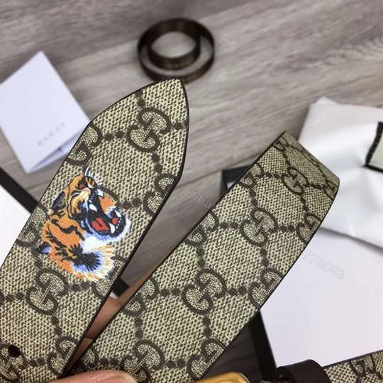 View 7 of GUCCI TIGER PRINT GG SUPREME BELT – B40
