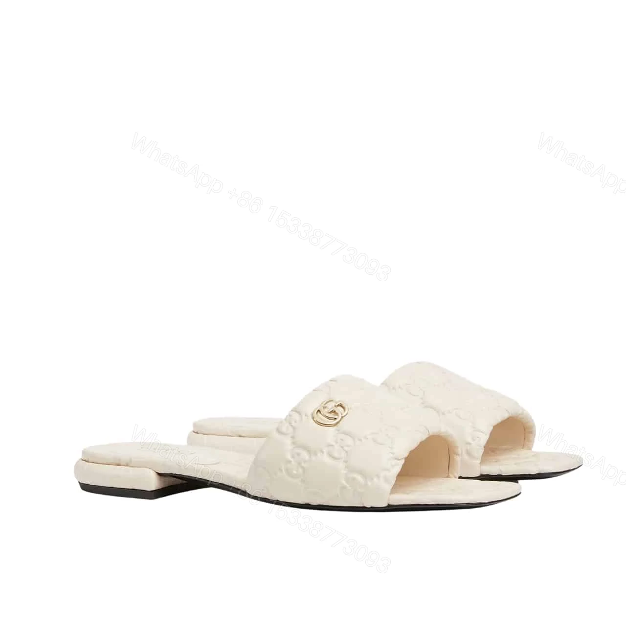 GUCCI WOMEN SLIDE SANDAL WITH DOUBLE G IVORY 816330 AAEA2 9540 — view 1