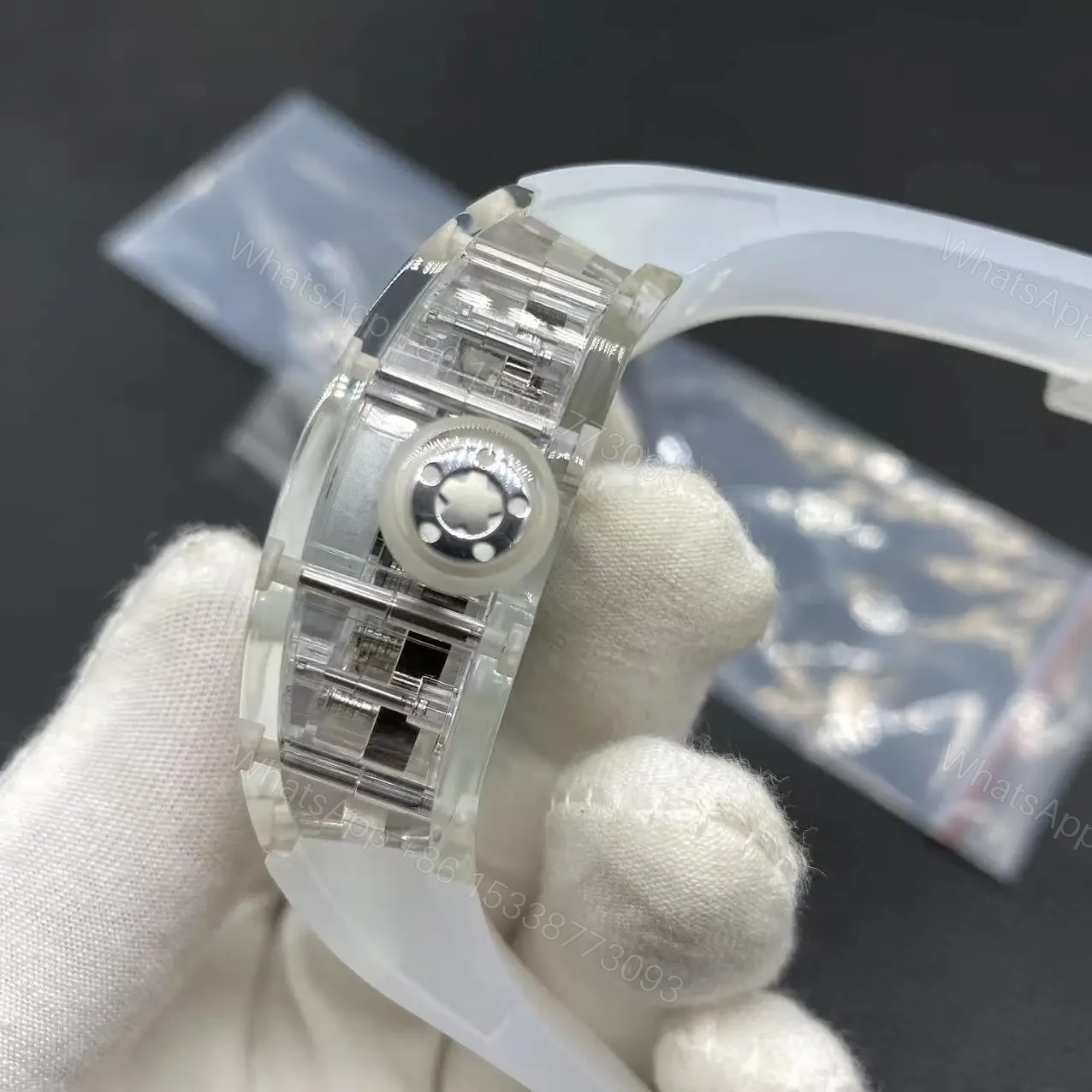 View 4 of Richard Mille Swiss Made Clone RM 56-02 Sapphire Skeleton Real Tourbillon