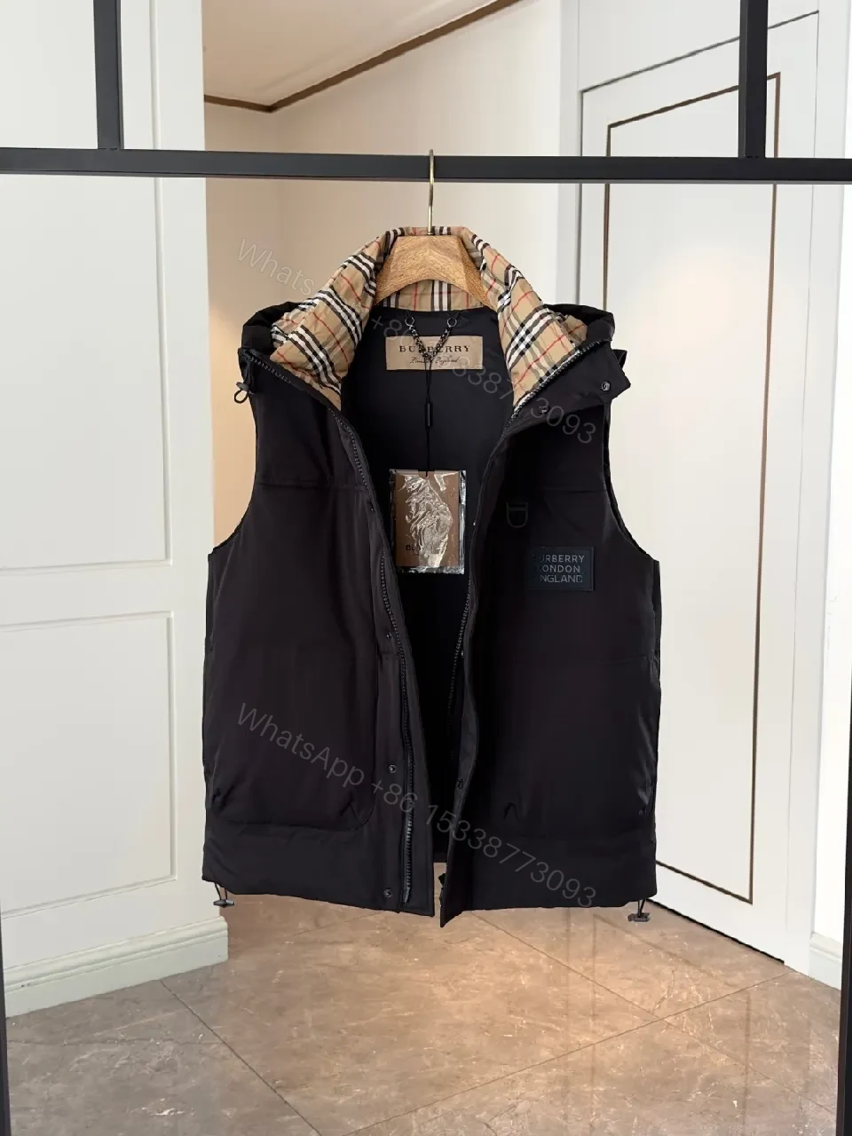 View 5 of Bold Puffer Vest with Plaid Lining — Structured Warmth, Modern Utility