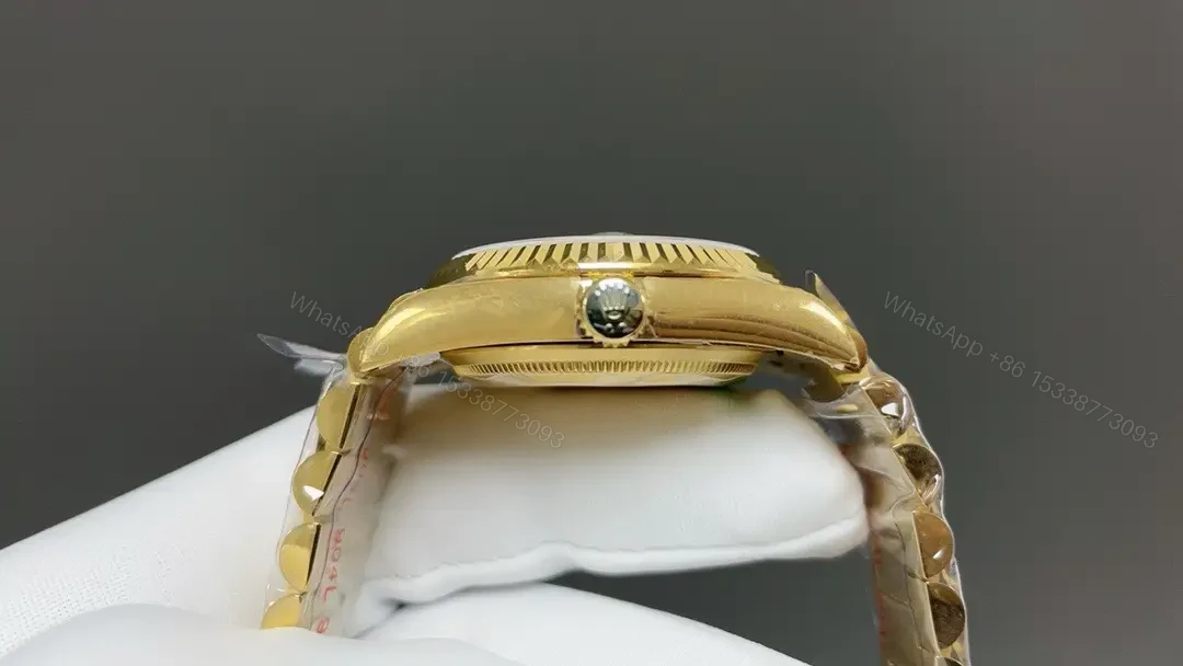 View 4 of Rolex Day-Date 36 Yellow Gold Fluted Oyster Black Diamonds Rubies 118238-0396