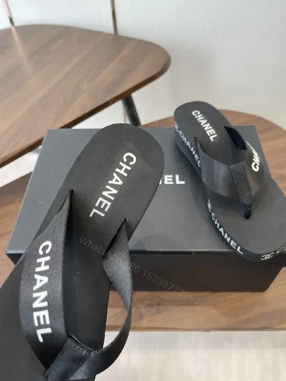 View 4 of Minimalist Black Luxe: Couture-Inspired Flip-Flops with Subtle Logo
