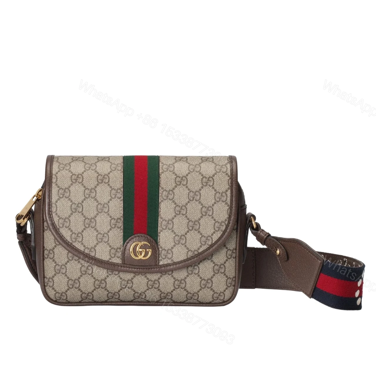 GUCCI OPHIDIA SMALL SHOULDER BAG BEIGE AND DARK BROWN 23CM 722117 FAAX3 9789 — view 1