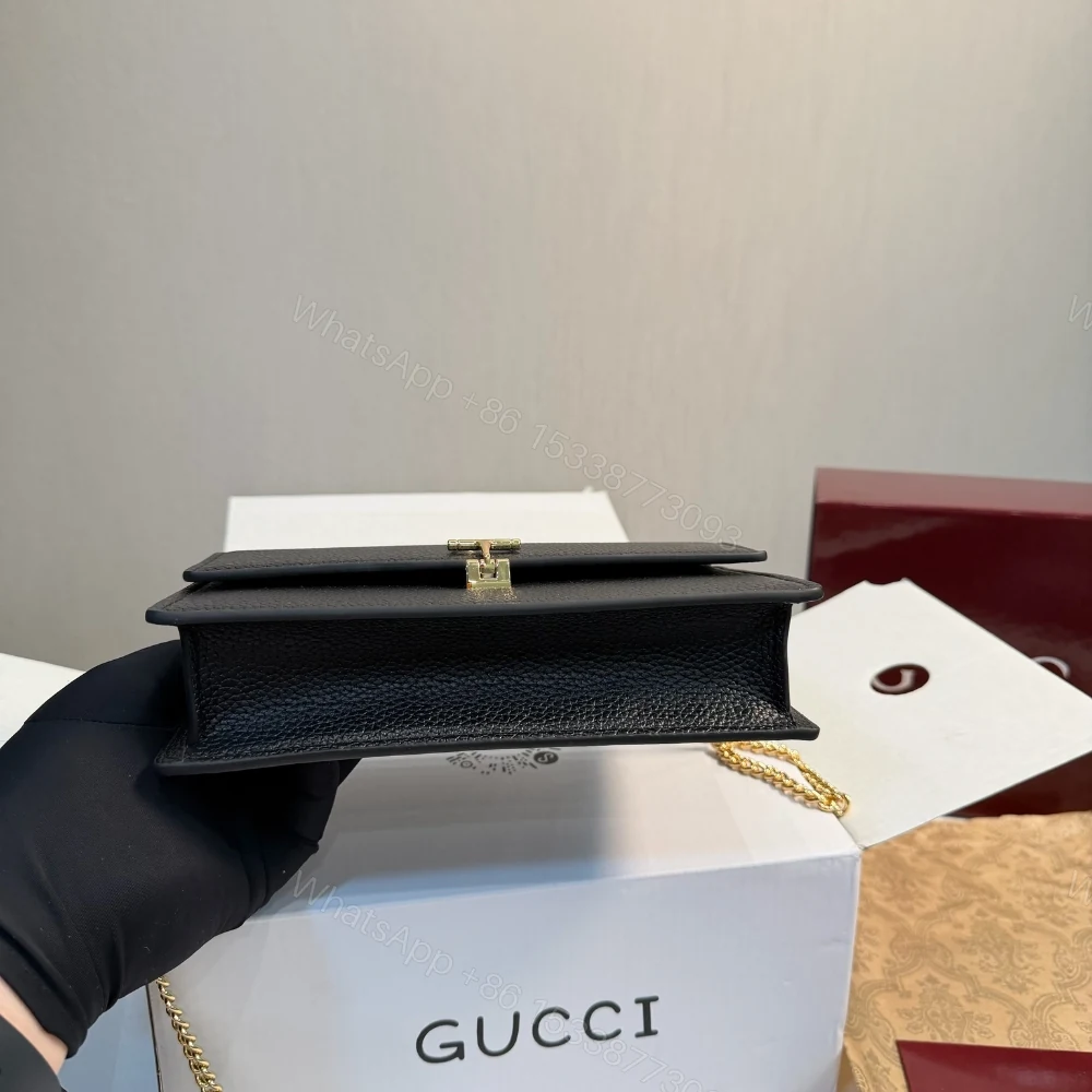 View 4 of Gucci Half Horsebit Wallet On Chain Black 20Cm