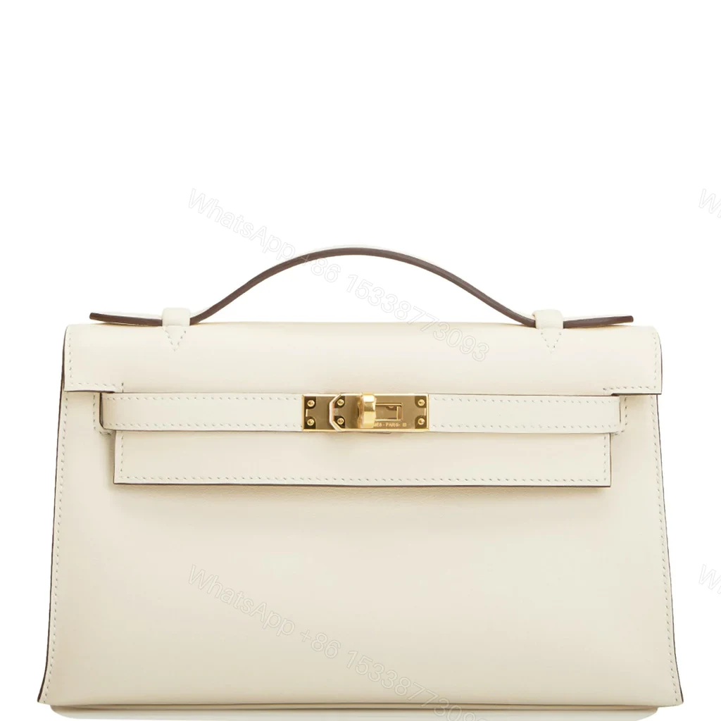 HERMES MINI KELLY POCHETTE GOLD TONED HARDWARE WHITE 22CM — view 1