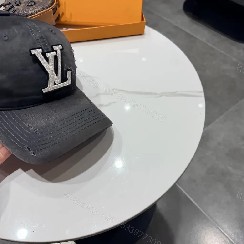 View 6 of Dark Essentials Black Cap with Subtle LV Accent