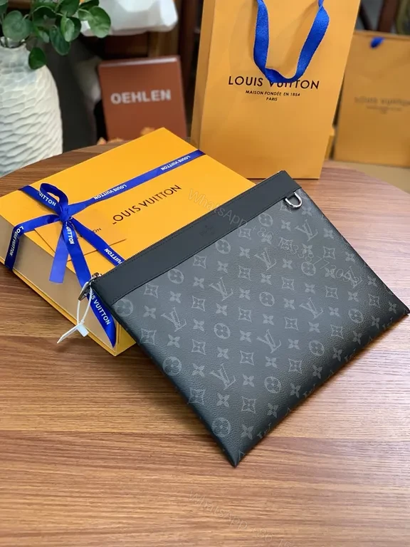 Charcoal Monogram Canvas Clutch â€” Compact Luxury, All-Day Versatility — view 1