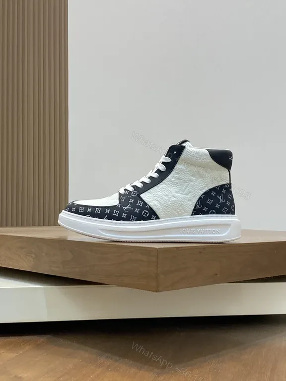 View 4 of Luxe LV-Style High-Top Sneakers: Monogram Contrast