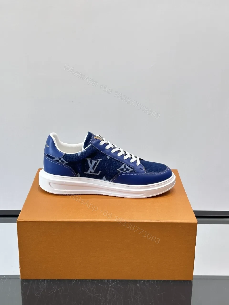 View 8 of Navy Denim Low-Top Sneakers: Luxe Street-Ready Comfort