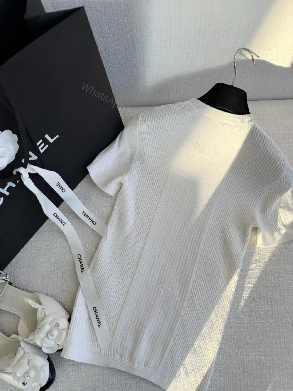 View 7 of Knit T-Shirt Dress: Subtle Emblem, Elevated Texture, All-Day Sophistication