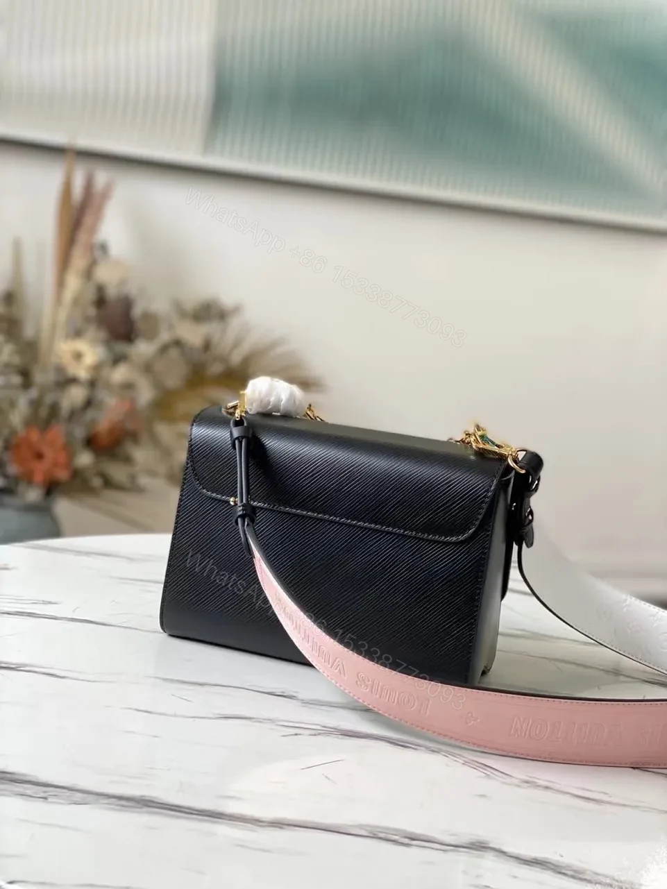View 5 of Louis Vuitton LV Twist Black Cowhide Leather Handbags 24cm