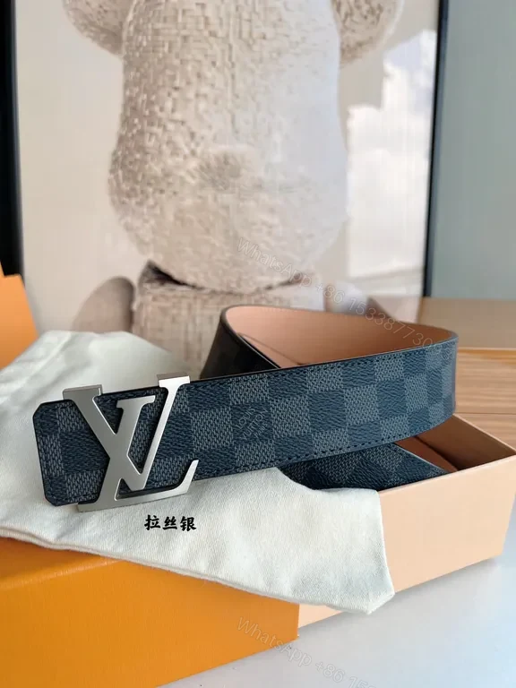 View 4 of Chic LV Damier Graphite Belt with Silver Buckle - 35mm Style