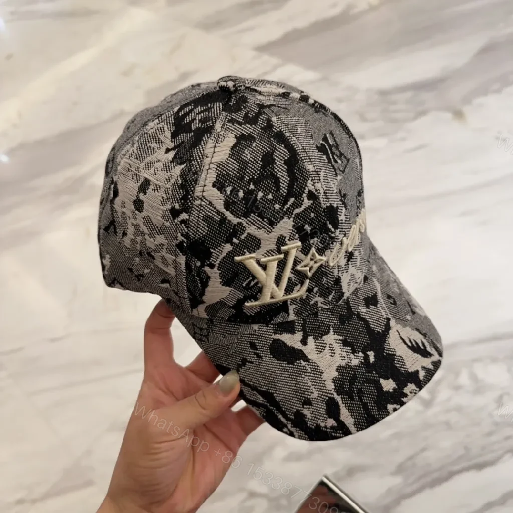 View 3 of Black & White Camouflage Cap with Metallic Emblem (Unisex)