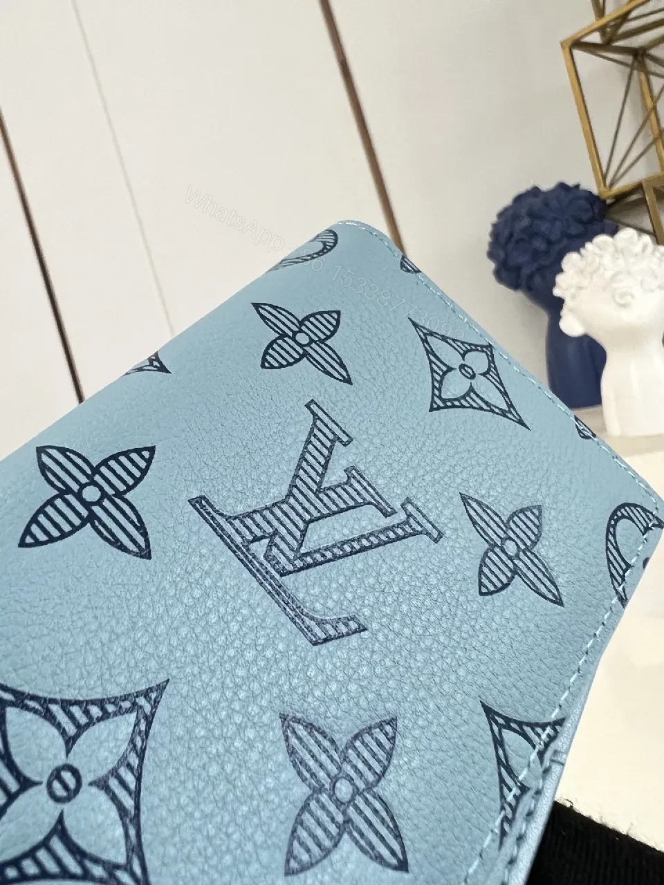 View 4 of Light Blue Monogram Wallet — Signature Calfskin, Bi-Fold, Luxe Practicality