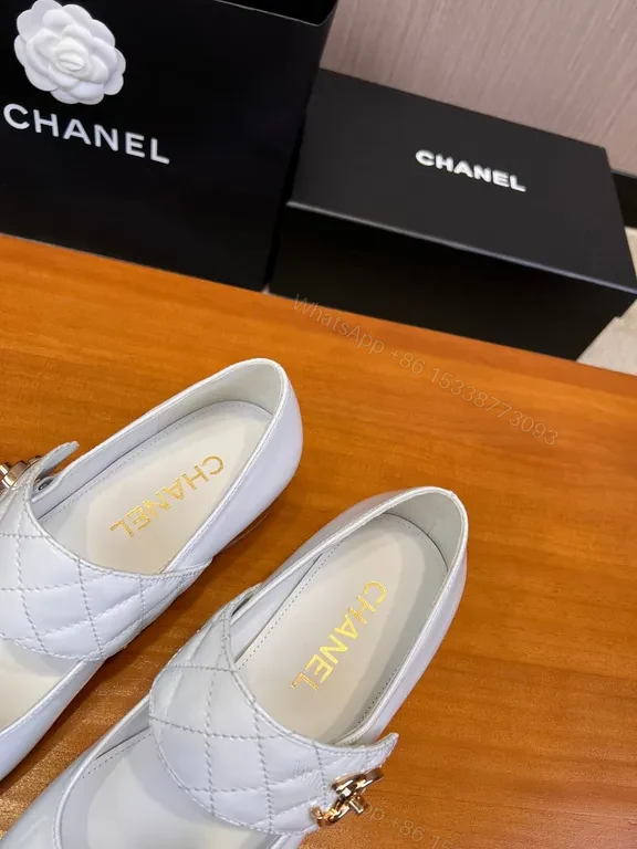 View 2 of Chanel-Style Mary Jane Pumps, Two-Tone Cap Toe, Quilted Strap
