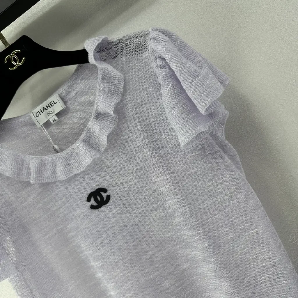 View 9 of Soft Rayon-Cotton Knit Top with Flounce Sleeve Details