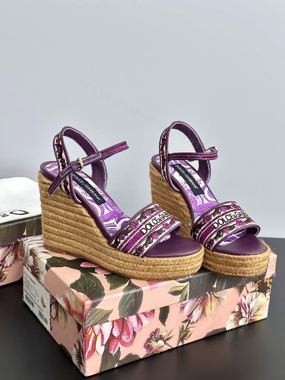 View 9 of Purple Embroidered Espadrille Wedge Sandals - Luxe Comfort
