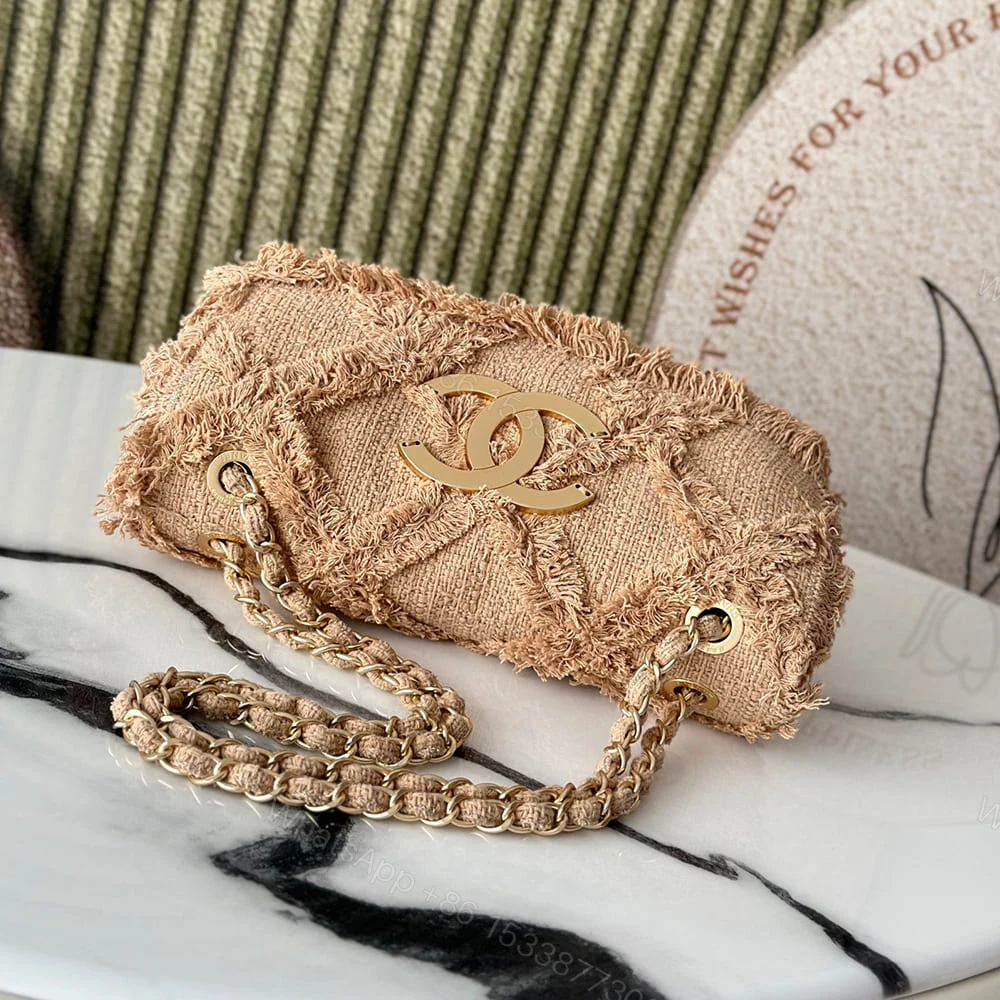 View 5 of Chanel Crochet Tweed Flap Bag(HIGH-END GRADE)