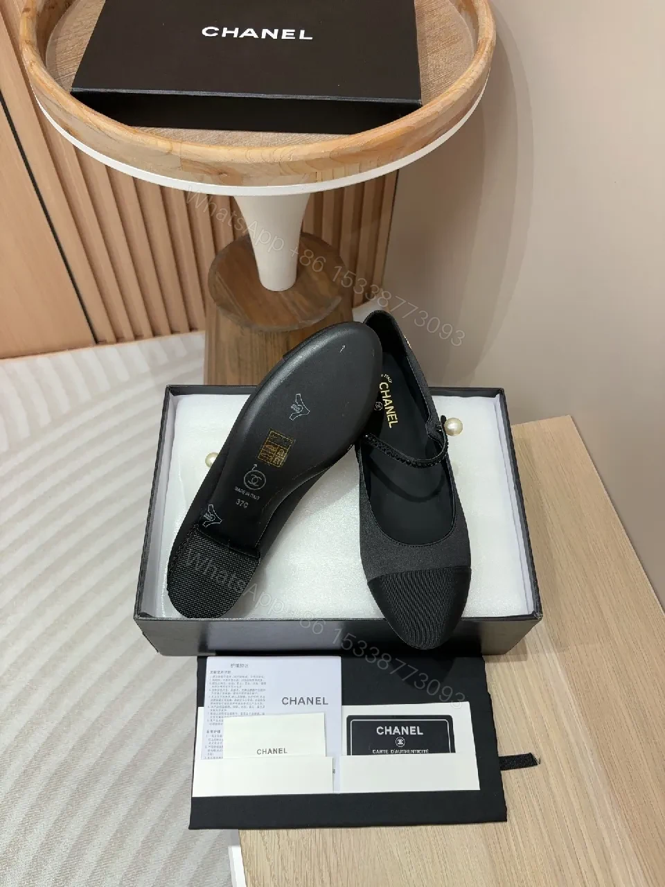 View 8 of Black Satin Flats with Pearl Accent – Refined Everyday Luxury
