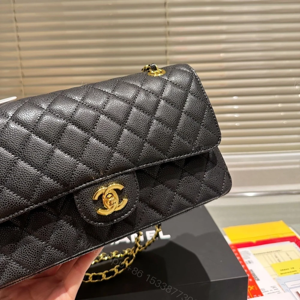 View 4 of Chanel Medium Classic Handbag Grained And Gold Tone Metal Black 26Cm